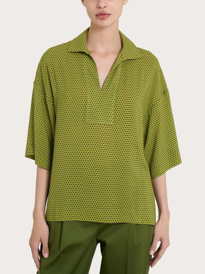 Ragno Blusa con colletto e hexagon pattern in Ecoseta DQ23SF 2504S38