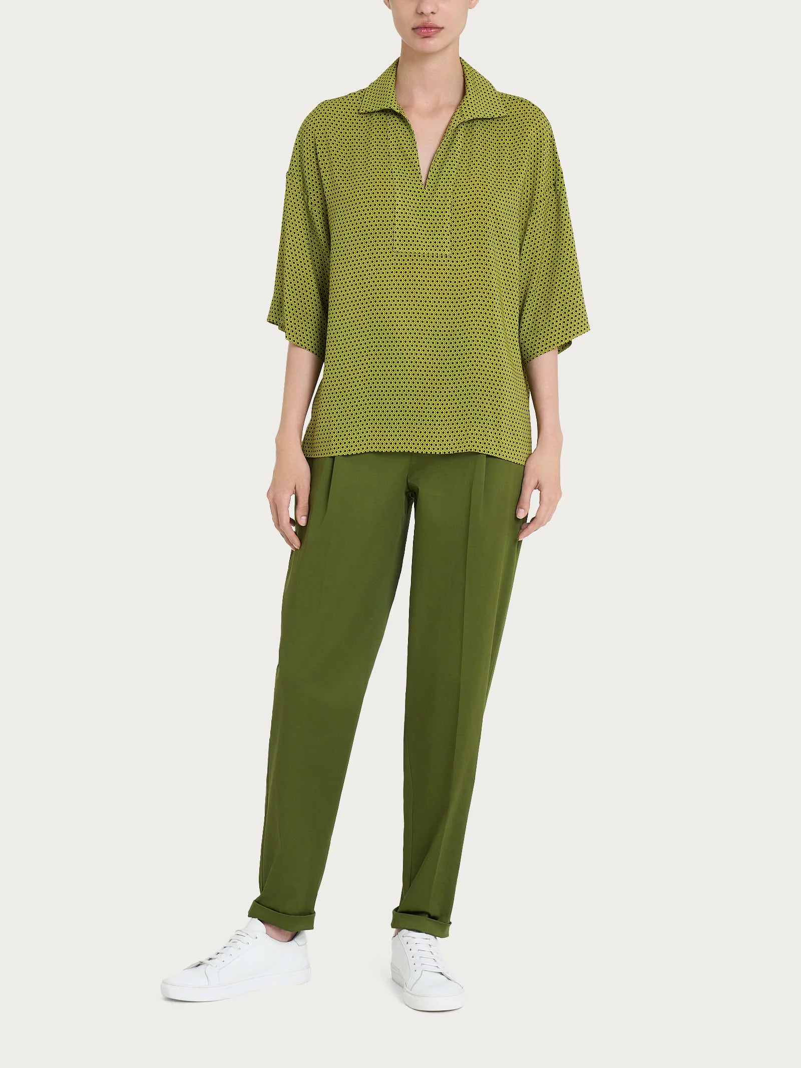 Ragno Blusa con colletto e hexagon pattern in Ecoseta DQ23SF 2504S38