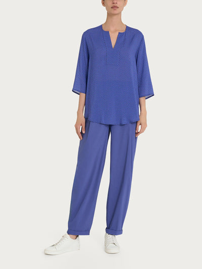 Ragno Blusa con scollo a V e hexagon pattern in Ecoseta DQ23SL 2504S34