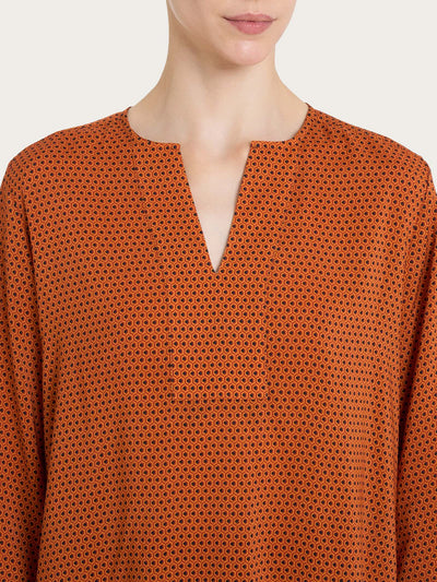 Ragno Blusa con scollo a V e hexagon pattern in Ecoseta DQ23SL 2504S34