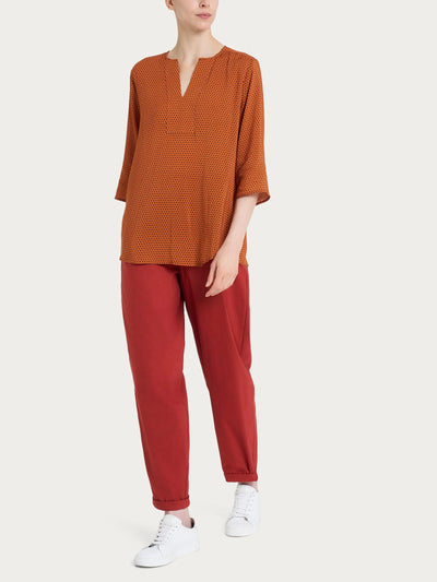 Ragno Blusa con scollo a V e hexagon pattern in Ecoseta DQ23SL 2504S34