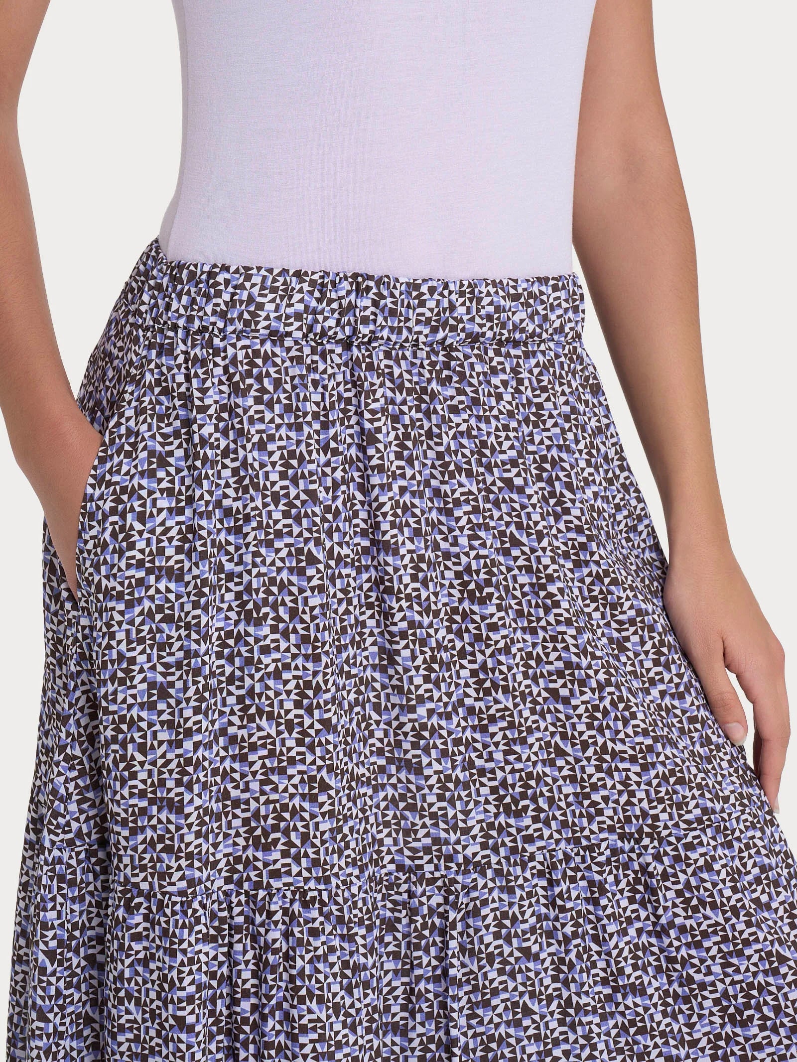 Ragno Gonna lunga con micro geometric pattern in Ecoseta DQ25UG 2504S30