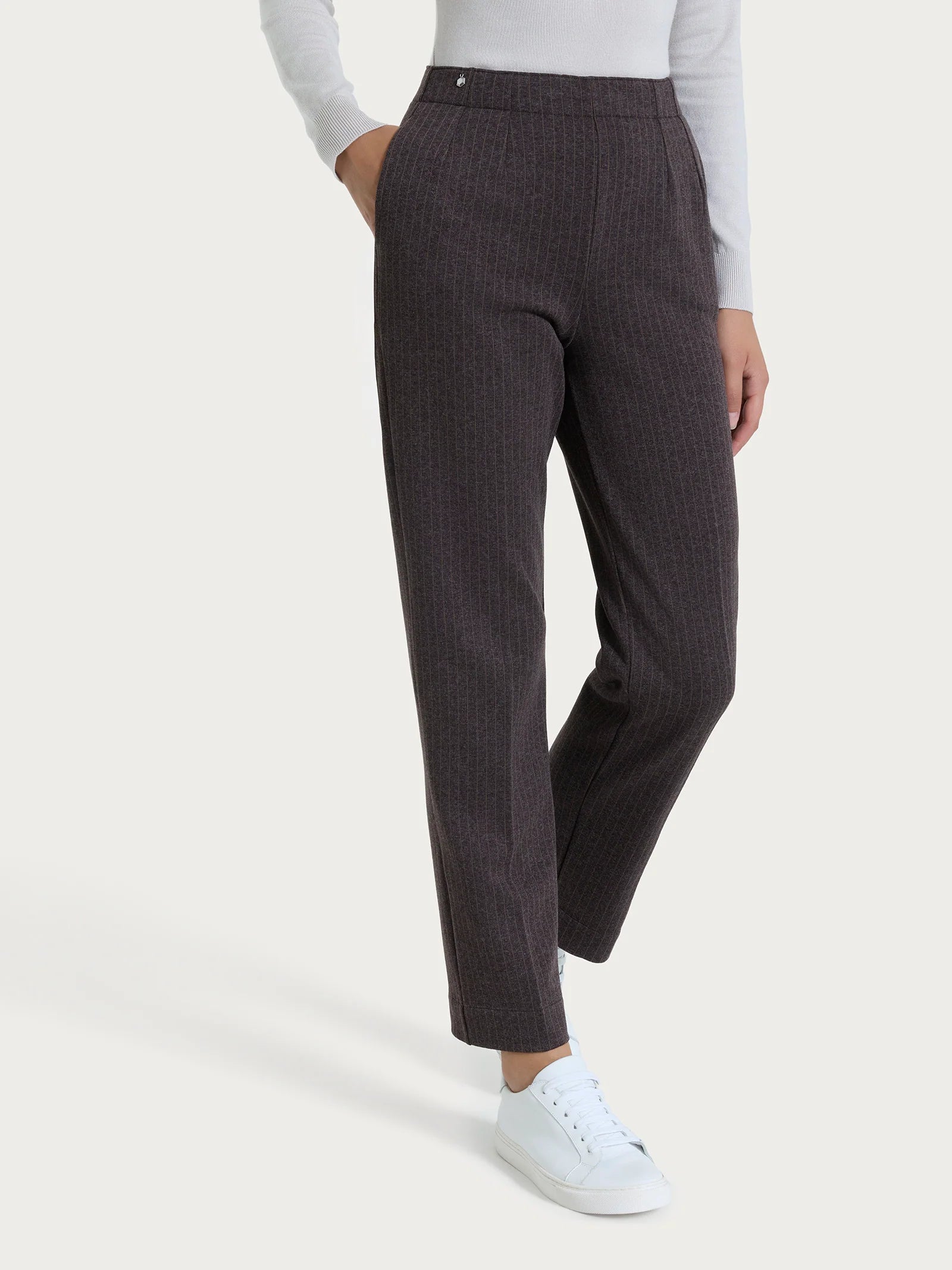 Ragno Pantalone gessato dritto con tasche in Eco Jacquard DR48PP 2510S70