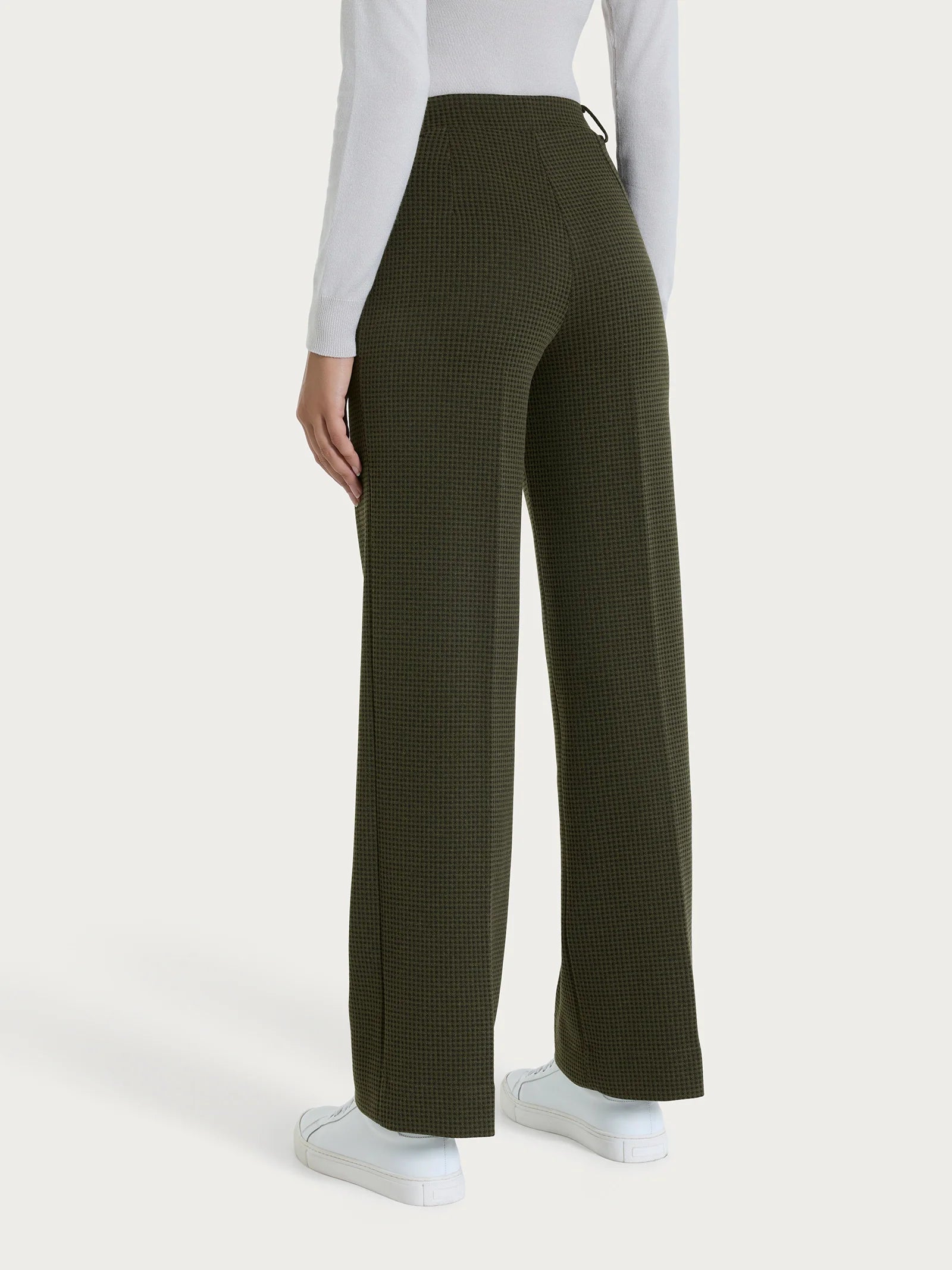 Ragno Pantalone ampio con tasche e micro check in Eco Jacquard DR49PE 2510S54