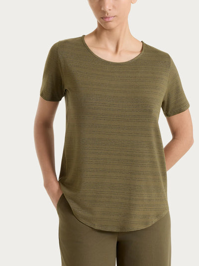 Ragno Maglietta con righe orizzontali alternate in Viscosa Summer e Lurex DS94T7 S22