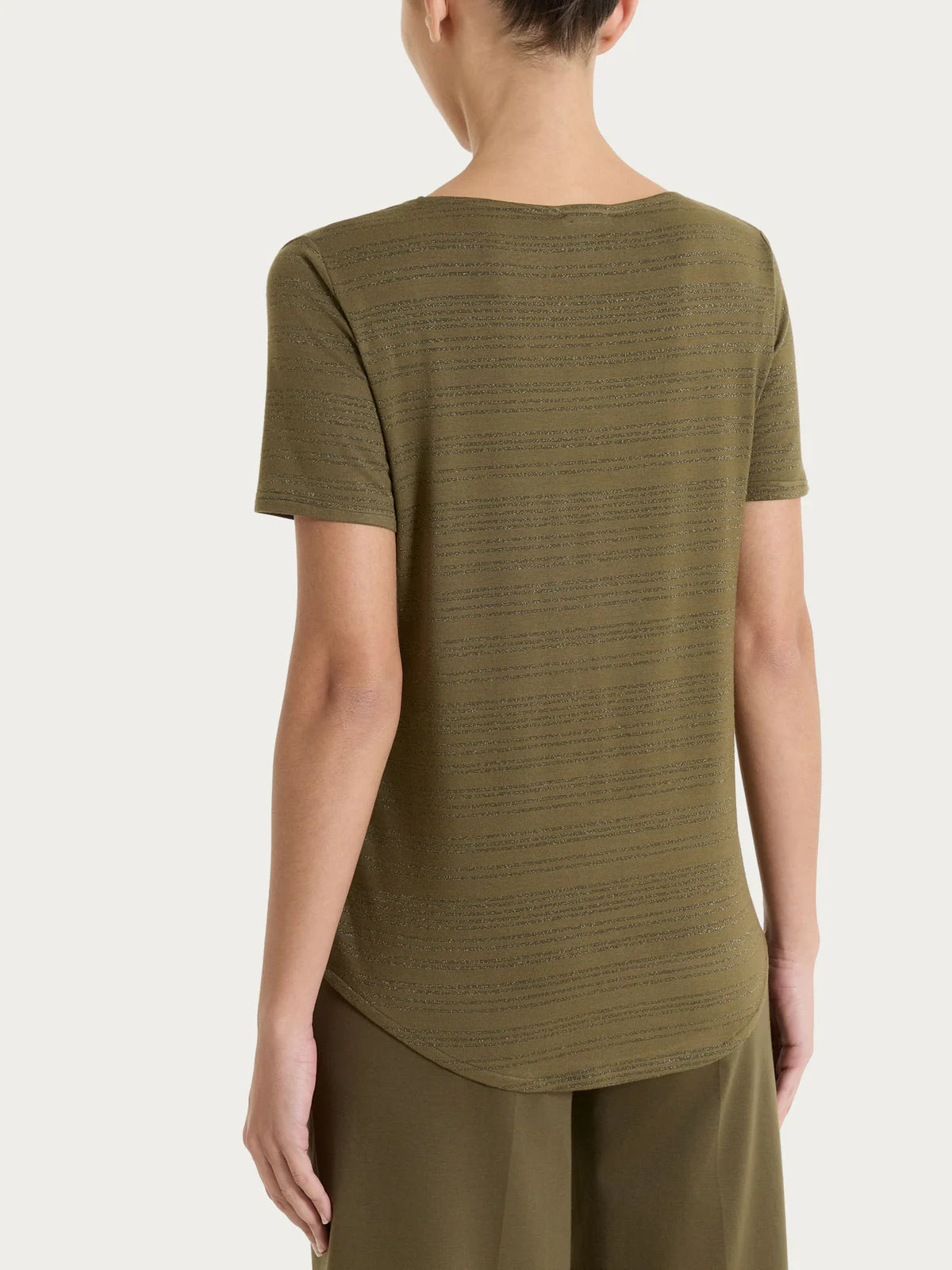 Ragno Maglietta con righe orizzontali alternate in Viscosa Summer e Lurex DS94T7 S22