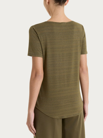 Ragno Maglietta con righe orizzontali alternate in Viscosa Summer e Lurex DS94T7 S22