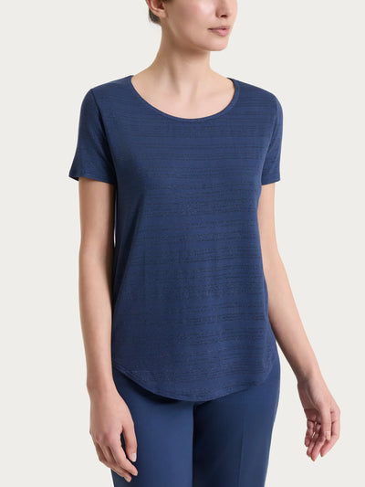 Ragno Maglietta con righe orizzontali alternate in Viscosa Summer e Lurex DS94T7 S22