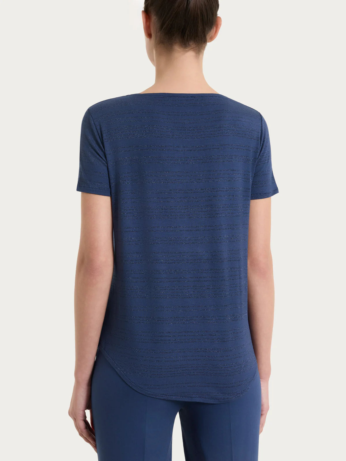 Ragno Maglietta con righe orizzontali alternate in Viscosa Summer e Lurex DS94T7 S22