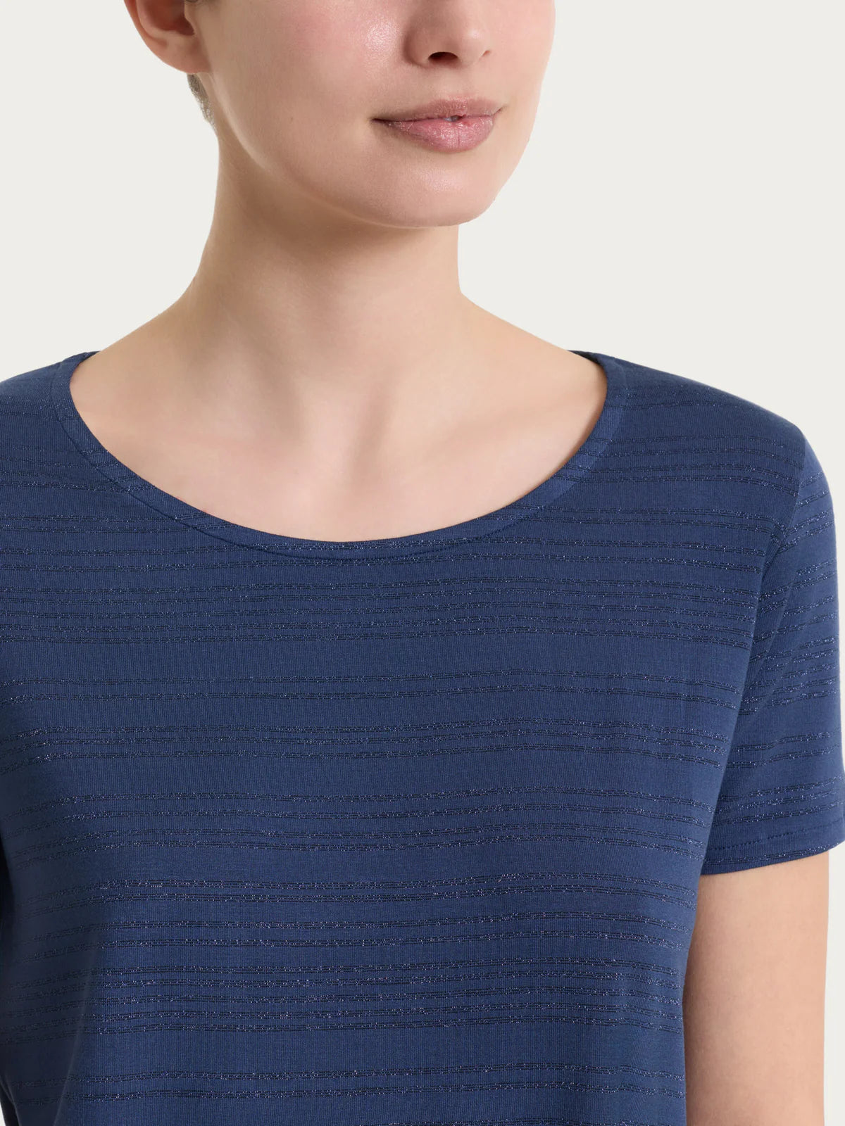 Ragno Maglietta con righe orizzontali alternate in Viscosa Summer e Lurex DS94T7 S22