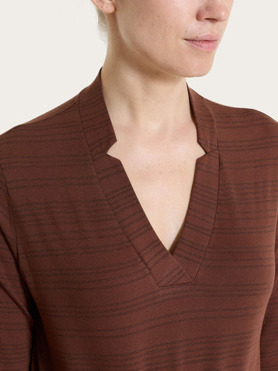 Ragno Maglietta con scollo a V e righe orizzontali alternate in Viscosa Summer DS94T8 S26