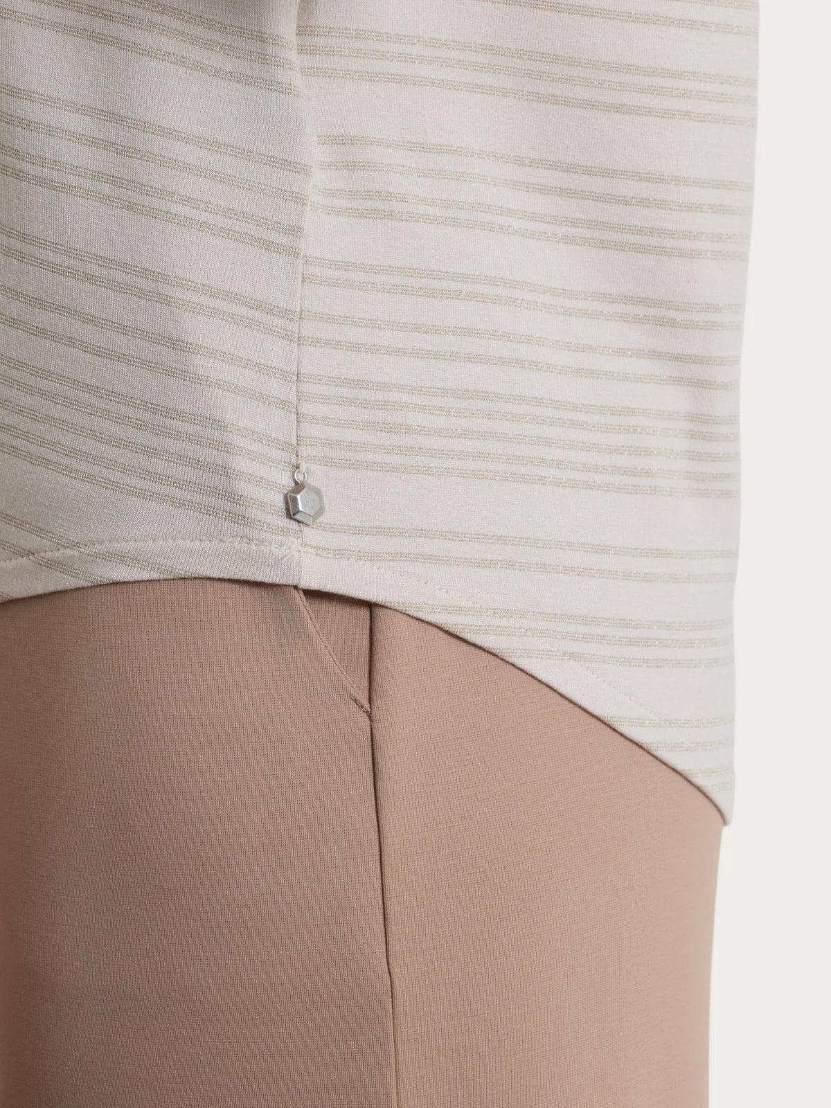 Ragno Maglietta con scollo a V e righe orizzontali alternate in Viscosa Summer DS94T8 S26