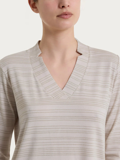 Ragno Maglietta con scollo a V e righe orizzontali alternate in Viscosa Summer DS94T8 S26