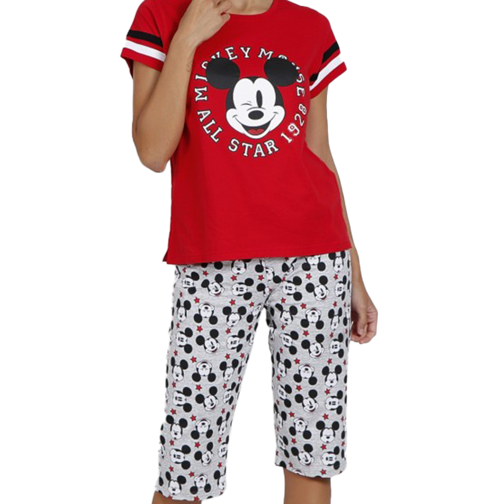 Disney Pigiama a maniche corte + pinocchietto da donna Topolino All Stars 55081 S23
