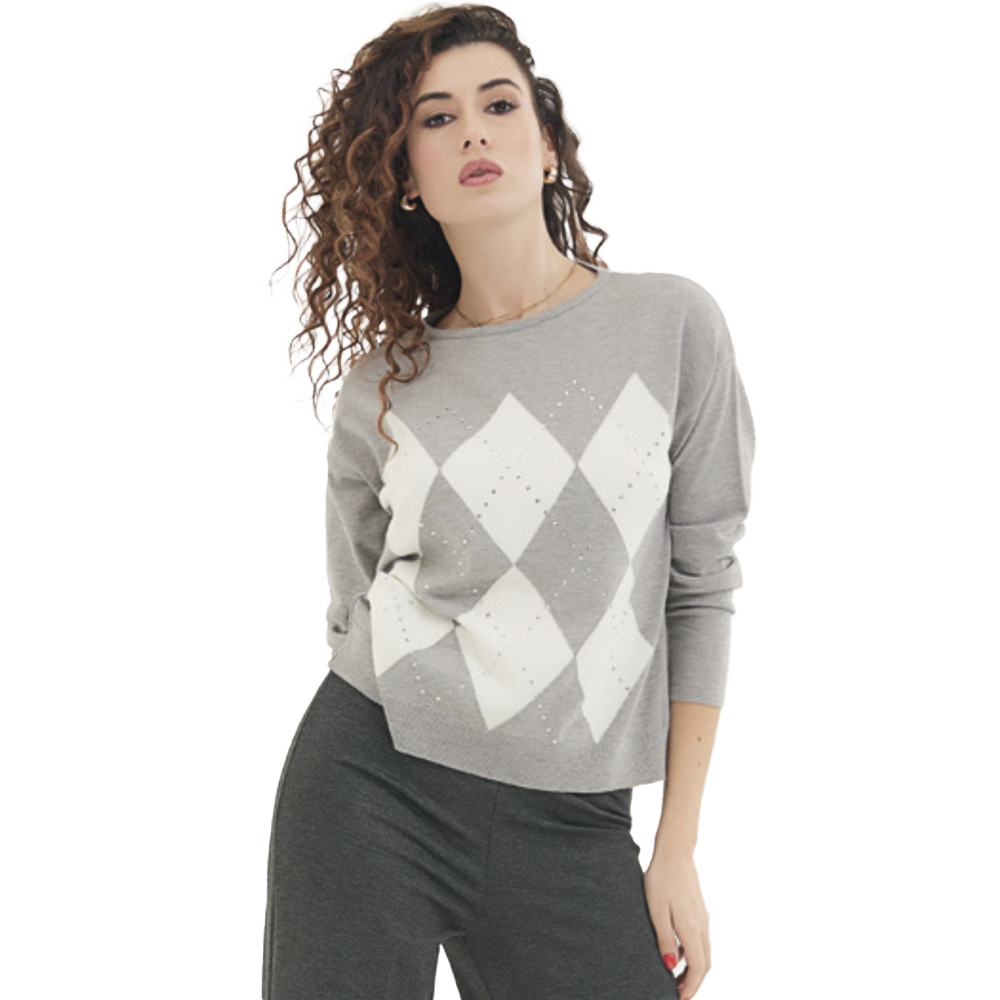 Divas Maglia Invernale Girocollo da Donna Scozzese MG407 2510S76