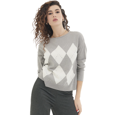 Divas Maglia Invernale Girocollo da Donna Scozzese MG407 2510S76