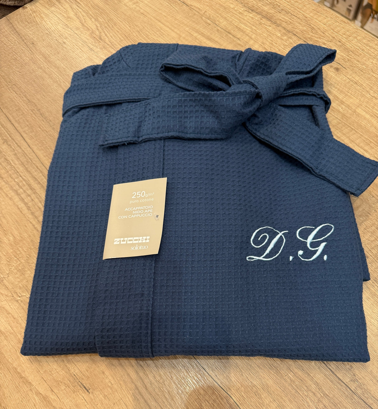 Zucchi Honeycomb Bademantel mit Kapuze aus reiner Baumwolle Unisex Solotuo S44