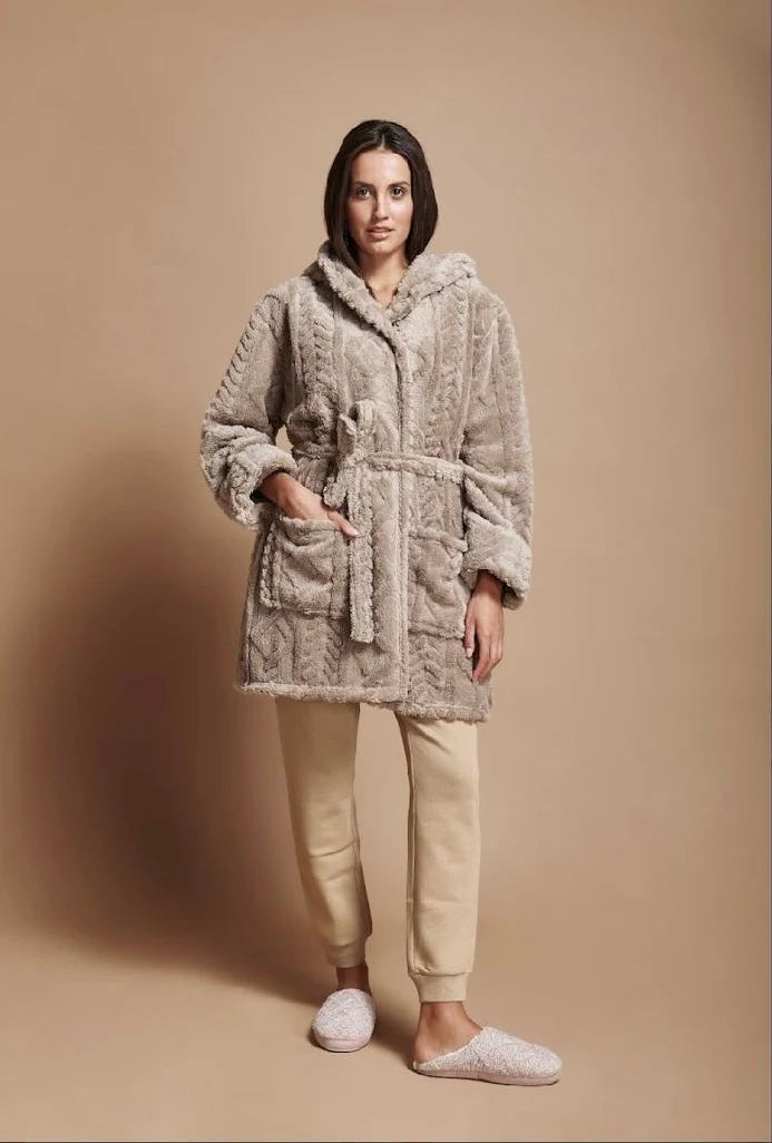 THUN® Vestaglia Invernale con Cappuccio da Donna Treccia 2411S36