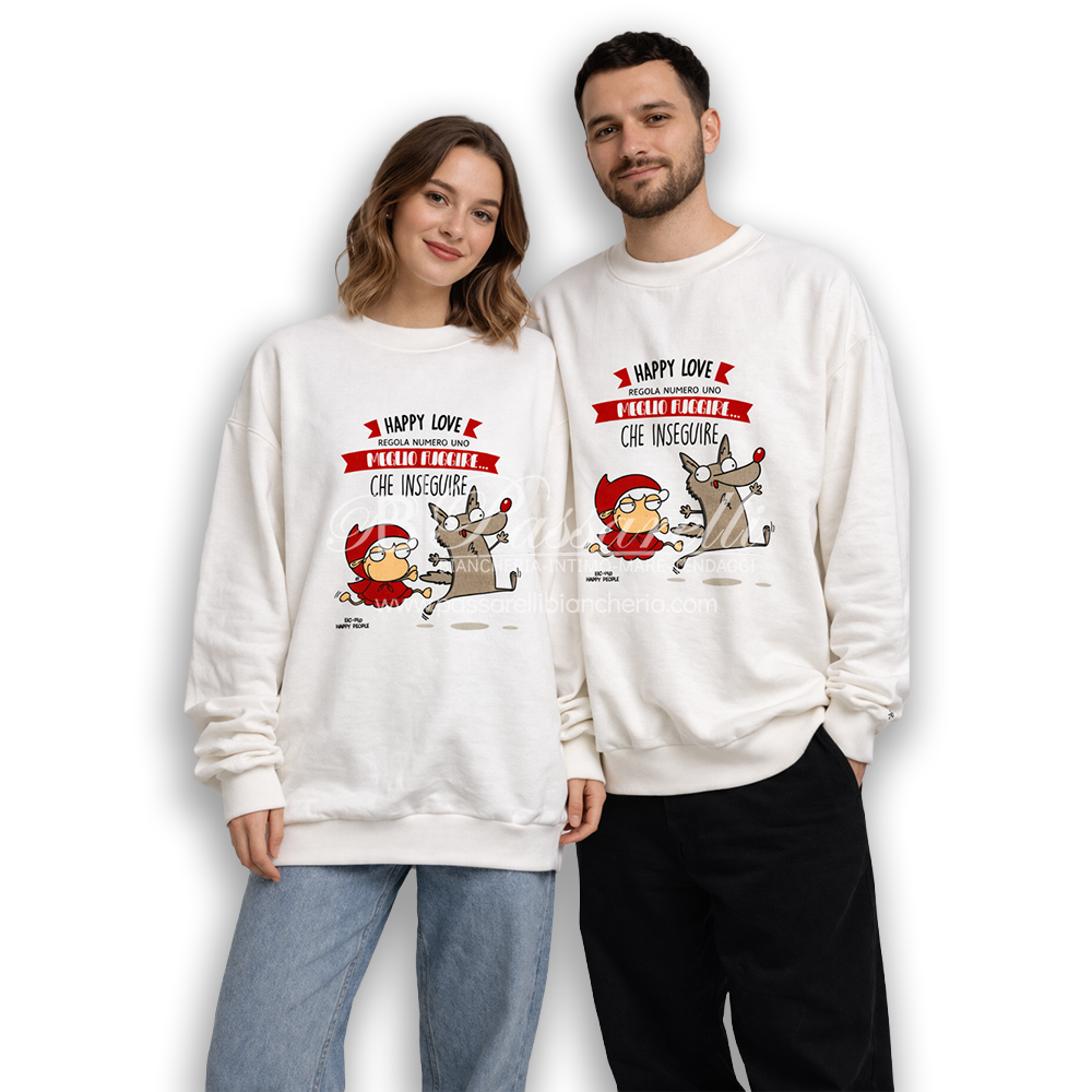 Happy People Felpa Unisex Estiva Maniche Lunghe Stampa Centrale 6961 Fuggire 2603S40