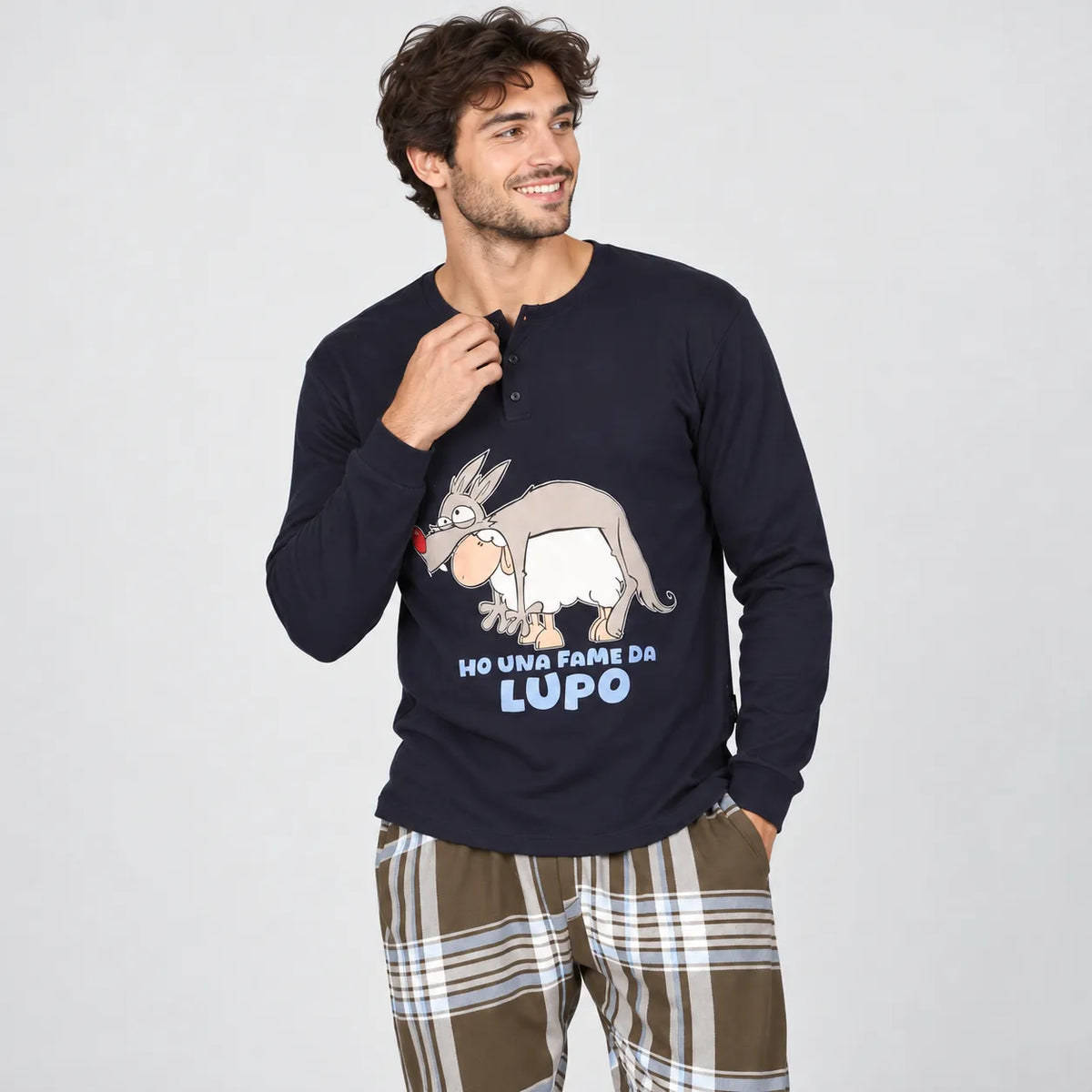 Happy People Pigiama Invernale da Uomo in Caldo Cotone HAL252