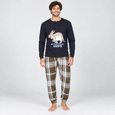 Happy People Pigiama Invernale da Uomo in Caldo Cotone HAL252