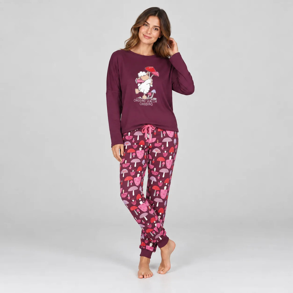 Happy People Pigiama Invernale da donna in Caldo Cotone HEL219