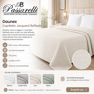 Daunex Copriletto in Cotone con Fantasia Jacquard - Raffaello - Dimensioni Varie