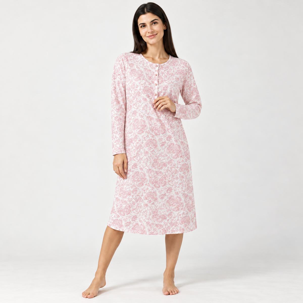 Zero Pigiamore Camicia da Notte Estiva Maniche Lunghe 4326 2503S34