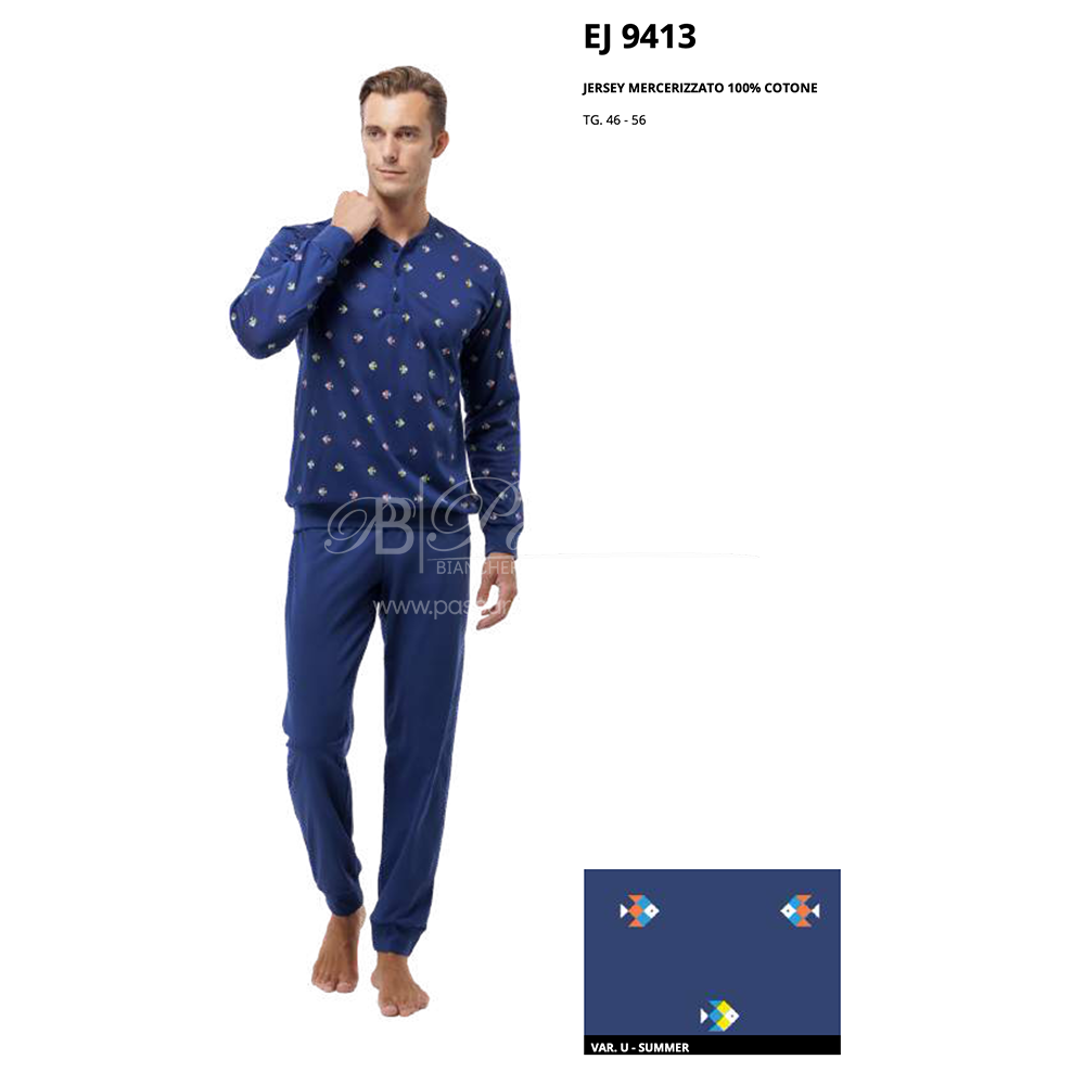 Jamas Pigiama Uomo Cotone Leggero Maniche Lunghe EJ 9413 2504S74