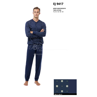Jamas Pigiama Uomo Cotone Leggero Maniche Lunghe EJ 9417 2504S74