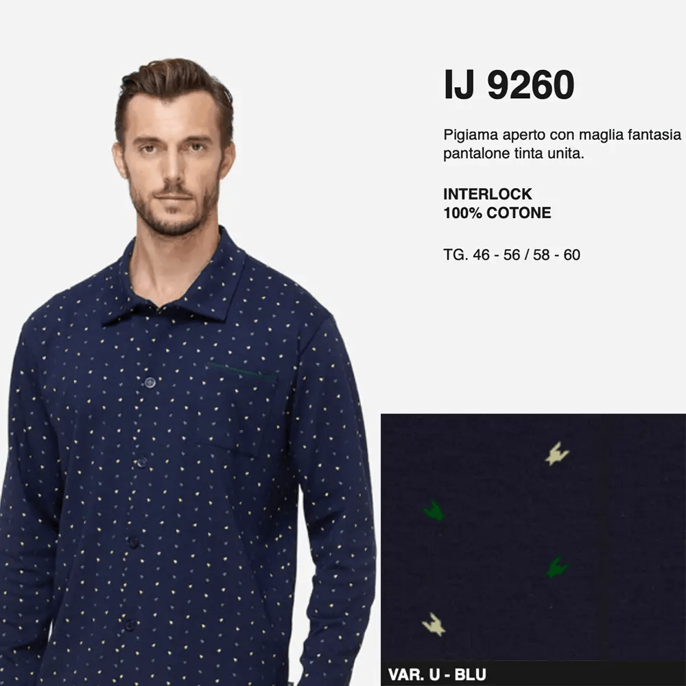 Jamas Pigiama da Uomo Aperto in Caldo Cotone IJ 9260 S84 - Passarelli Biancheria