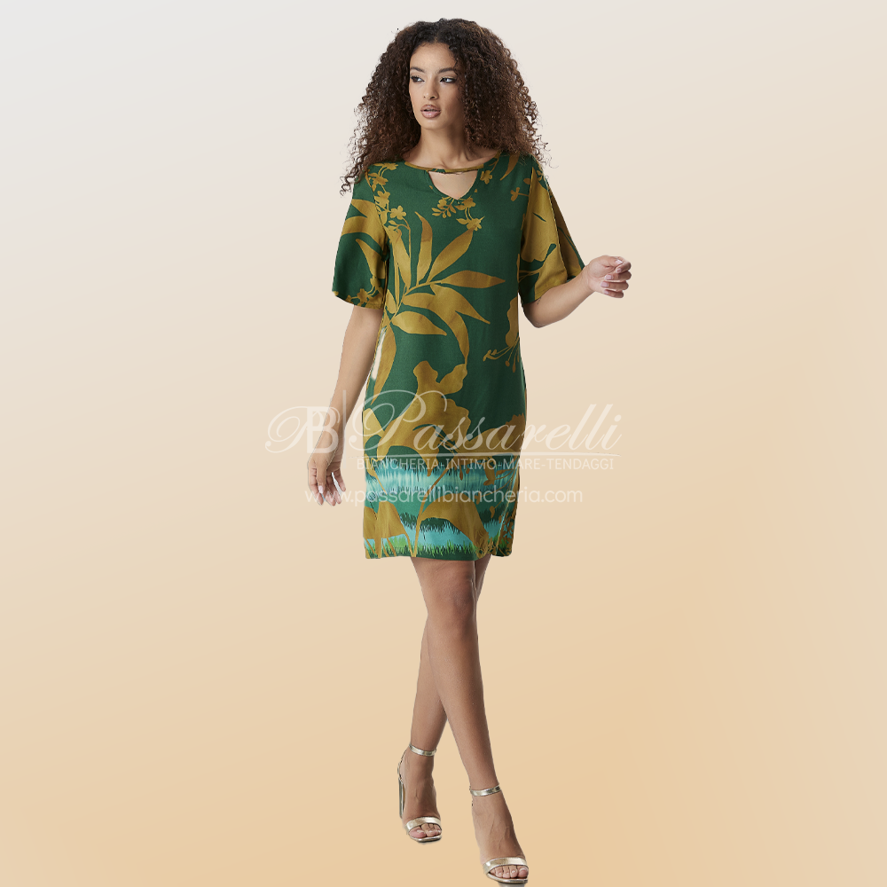 Ladiv Abito Estivo Maniche Corte in Viscosa AL135 2506S70