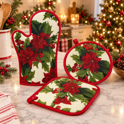 Le Antiche Telerie Set Three Pieces Oven Glove with Potholders Stella S12
