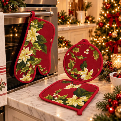 Le Antiche Telerie Set Three Pieces Oven Glove with Potholders Stella S12