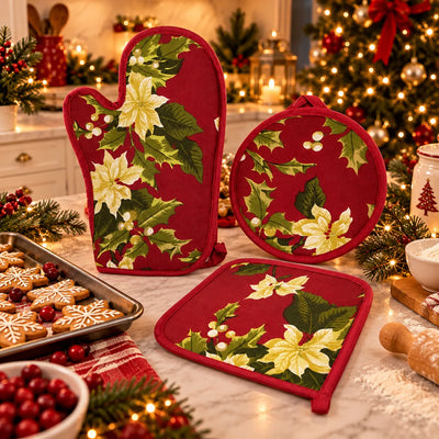 Le Antiche Telerie Set Three Pieces Oven Glove with Potholders Stella S12