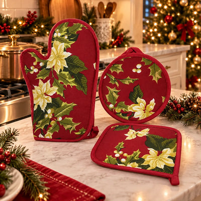 Le Antiche Telerie Set Three Pieces Oven Glove with Potholders Stella S12