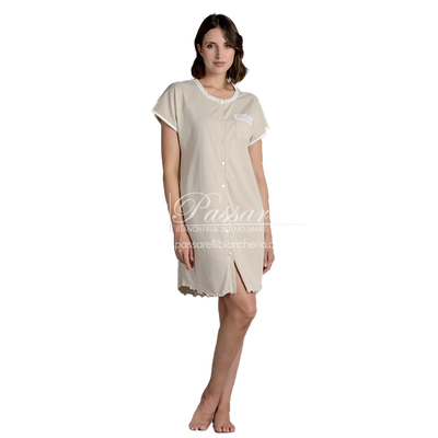 Lingery Camicia da Notte Maniche Corte in Jersey di Cotone Aperta 9159 2504S30