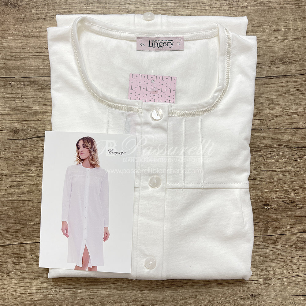 Lingery Camicia da Notte Maniche Lunghe in Jersey di Puro Cotone Clinica 9208 2509S23