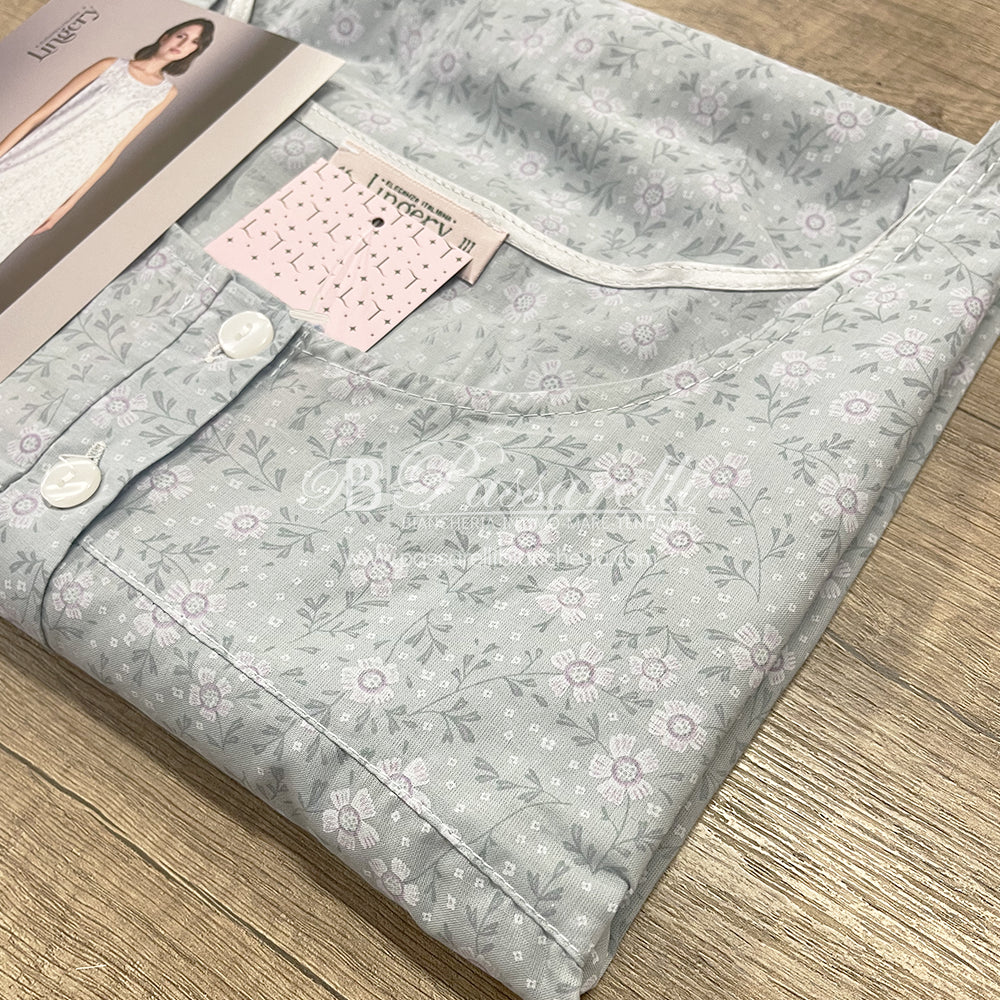 Lingery Camicia da Notte Spalla Larga in Mussola di Cotone 9198 2504S34