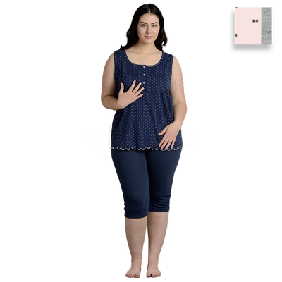 Lingery Pigiama Capri senza Maniche in Cotone Jersey da Donna 732 2504S36