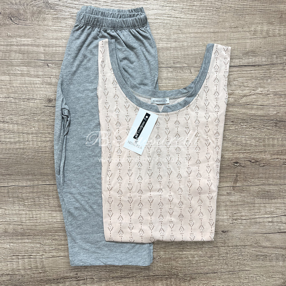 Lingery Pigiama Capri senza Maniche in Cotone Jersey da Donna 3091 2504S44