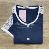Lingery Vestaglia Maniche Corte in Jersey di Puro Cotone Aperta 8209 2504S36