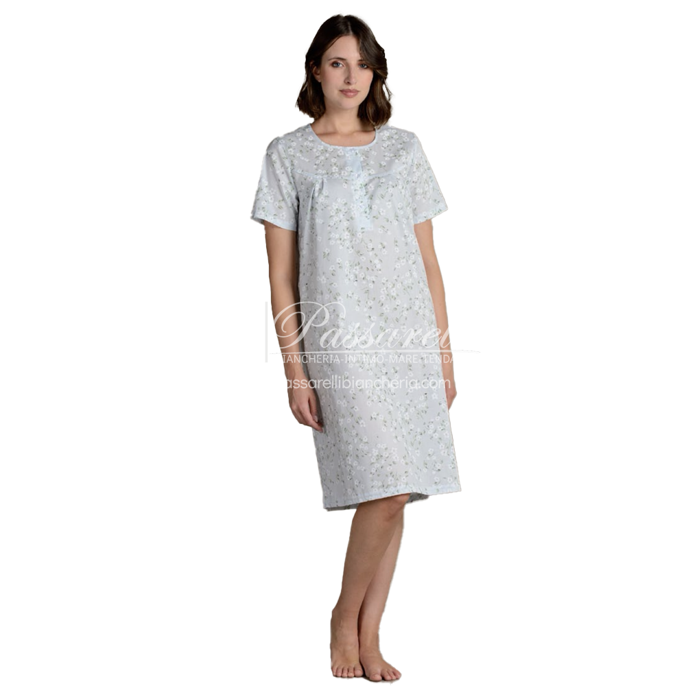 Lingery Camicia da Notte Maniche Corte in Mussola di Cotone 9197 2504S35