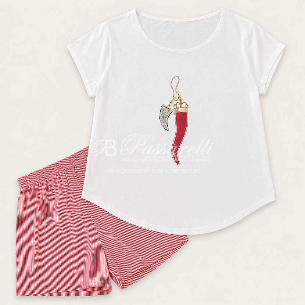 Liu Jo Pigiama Estivo da Donna Maniche Corte e Pantaloncino DL0037