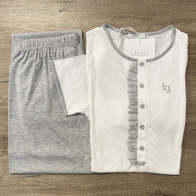Liu Jo Pigiama Estivo da Donna Maniche Corte e Pantalone Lungo DL0103 S53