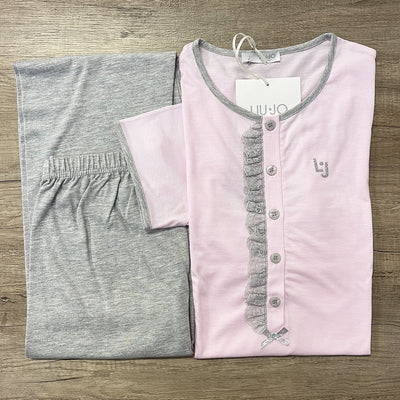 Liu Jo Pigiama Estivo da Donna Maniche Corte e Pantalone Lungo DL0103 S53