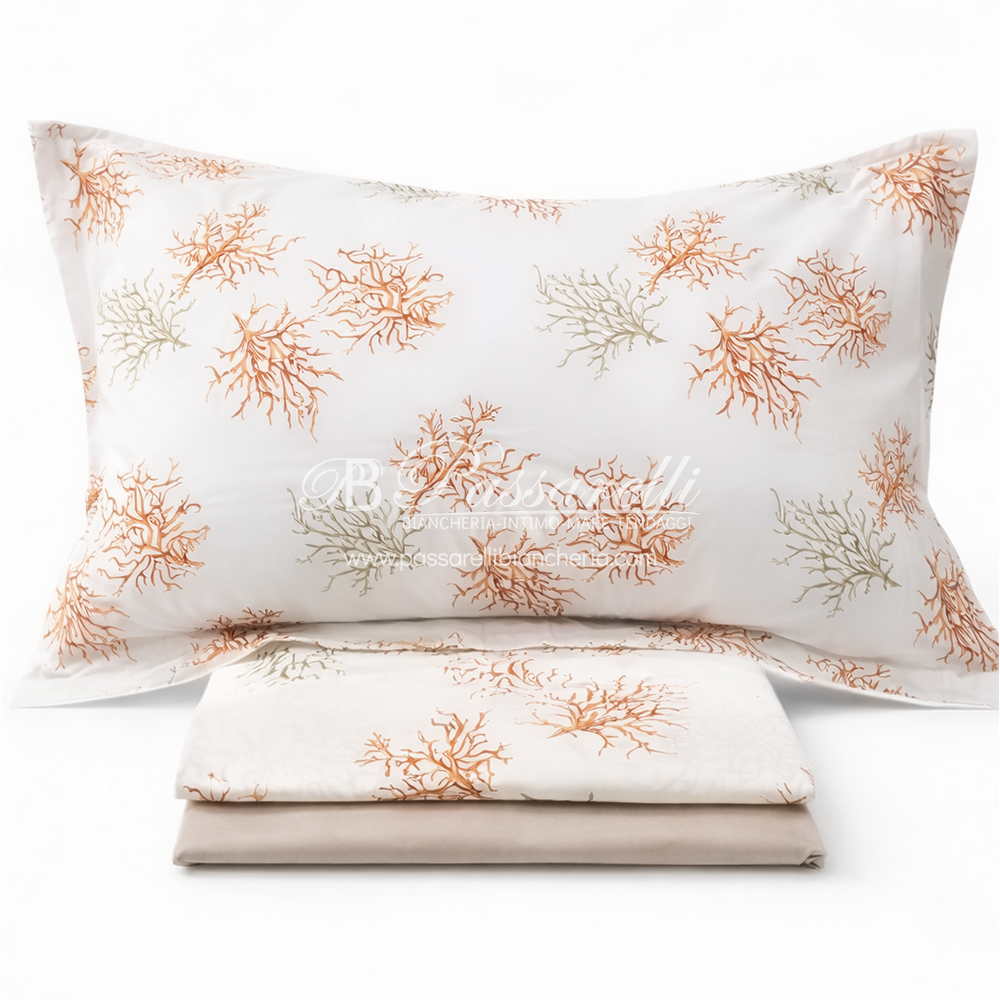 Mirabello Completo Lenzuola Copriletto Matrimoniale Coralli
