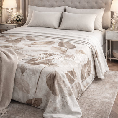 Maè Completo Lenzuola Copriletto Matrimoniale in Percalle Foglia 2 2603S44