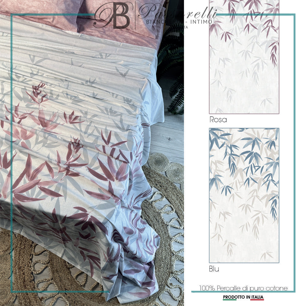 Maè Completo Lenzuola Copriletto Matrimoniale in Percalle Beatrice 404 S44