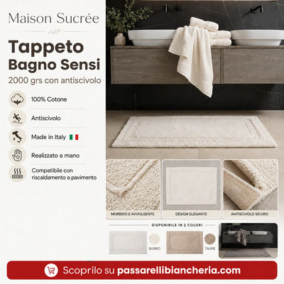Maison Sucrée Tappeto Bagno 2000grs con Antiscivolo Sensi - Varie Dimensioni